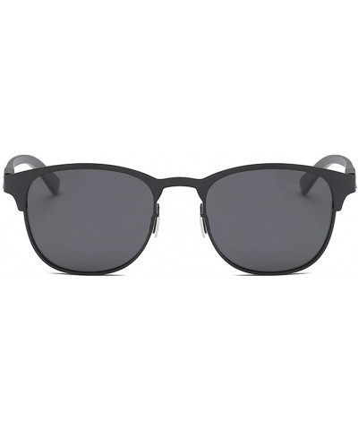 Oval Retro Polarized Sunglasses Driver Driving Light Sunglasses - Black Color - CS18I8E8UOK $30.39