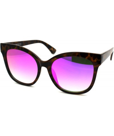 Wayfarer Mirrored Mirror Flat Lens Oversize Horn Rim Horned Sunglasses - Tortoise Purple - CS12HVJZONR $21.00