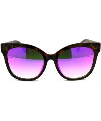 Wayfarer Mirrored Mirror Flat Lens Oversize Horn Rim Horned Sunglasses - Tortoise Purple - CS12HVJZONR $10.22