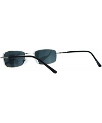 Rectangular Small Thin Metal Rectangular Frame Sunglasses Unisex Design Spring Hinge - Silver - CH187C6Y0R7 $9.17