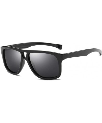 Rimless UV400 Polarized Men Square Sunglasses Men Fishing - C1 Bright Black - CM18M3NRA38 $60.33