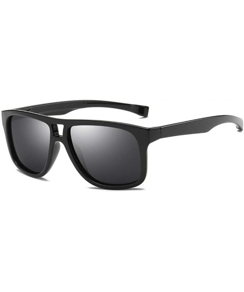 Rimless UV400 Polarized Men Square Sunglasses Men Fishing - C1 Bright Black - CM18M3NRA38 $34.59