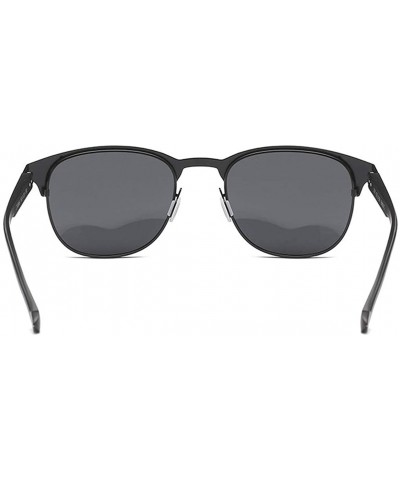 Oval Retro Polarized Sunglasses Driver Driving Light Sunglasses - Black Color - CS18I8E8UOK $30.39