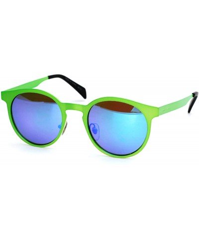 Oval 96105-1 Premium Metal Womens Mens Mirror Flat Candy Sunglasses - Green/ Blue - C218O8TNM4S $11.09