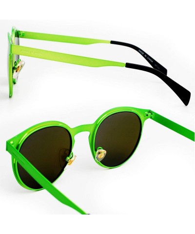 Oval 96105-1 Premium Metal Womens Mens Mirror Flat Candy Sunglasses - Green/ Blue - C218O8TNM4S $11.09