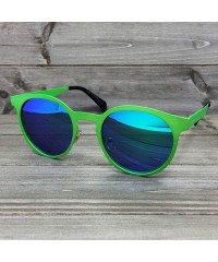 Oval 96105-1 Premium Metal Womens Mens Mirror Flat Candy Sunglasses - Green/ Blue - C218O8TNM4S $11.09