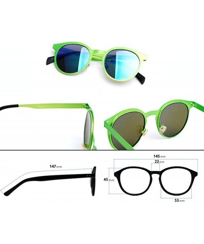 Oval 96105-1 Premium Metal Womens Mens Mirror Flat Candy Sunglasses - Green/ Blue - C218O8TNM4S $11.09