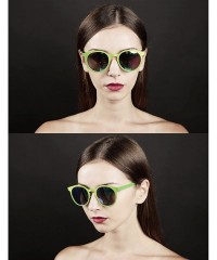 Oval 96105-1 Premium Metal Womens Mens Mirror Flat Candy Sunglasses - Green/ Blue - C218O8TNM4S $11.09