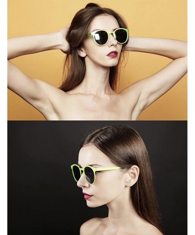 Oval 96105-1 Premium Metal Womens Mens Mirror Flat Candy Sunglasses - Green/ Blue - C218O8TNM4S $11.09