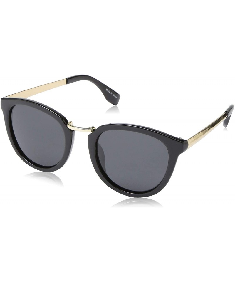 Aviator Retro Sunglasses Polarized Round - Shiny Black Frame/Smoke Lens - CT18CA0I48G $11.56