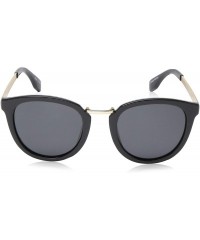 Aviator Retro Sunglasses Polarized Round - Shiny Black Frame/Smoke Lens - CT18CA0I48G $11.56