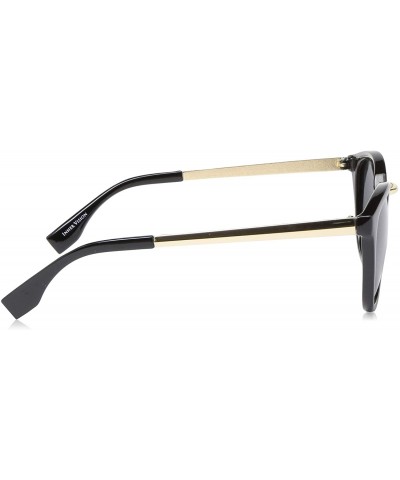 Aviator Retro Sunglasses Polarized Round - Shiny Black Frame/Smoke Lens - CT18CA0I48G $11.56