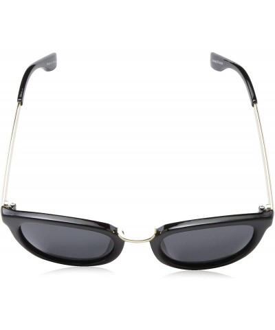 Aviator Retro Sunglasses Polarized Round - Shiny Black Frame/Smoke Lens - CT18CA0I48G $11.56