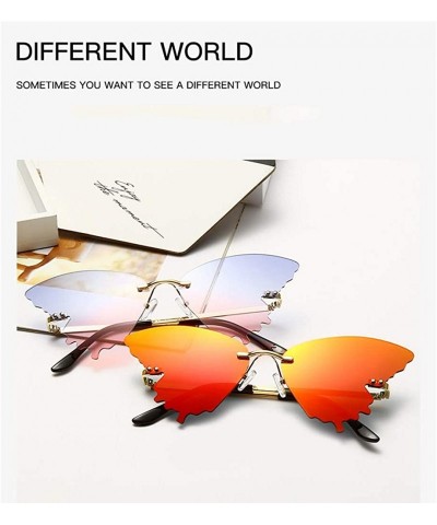 Rimless Butterfly Sunglasses for Women/Men Oversized Rimless Eyewear Luxury Trending Cat Eye Sun Glasses Streetwear UV400 - C...