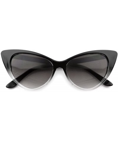 Oversized Rhinestone Black Cat Eye Sunglasses Smoke Lens 80351RS - Black-faded - CO11EW5QEND $17.35