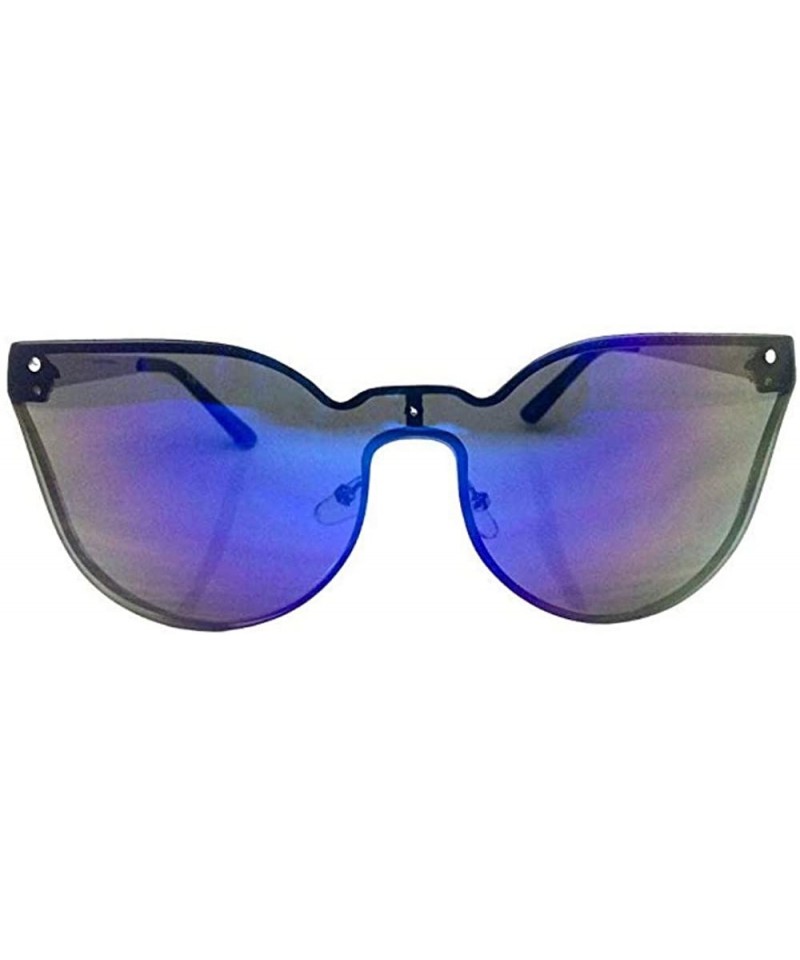 Rimless Rimless Rounded Cat Eye Designer Women Sunglasses - Blue - CG18OI9MD4T $7.25