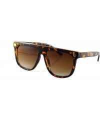 Square Engraved Metal Deco Flat Top Mod Sunglasses A295 - Tortoise Brown - CM18Z4XIU4N $11.97
