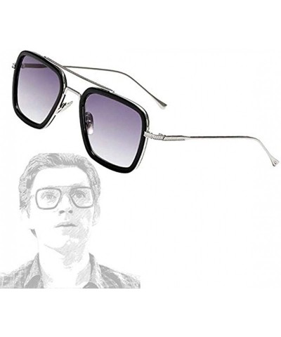Square Eyewear-Tony Stark Sunglasses Square Metal Frame Men Women - Purple Ombre Grey - CL18W7R3WQ7 $28.52