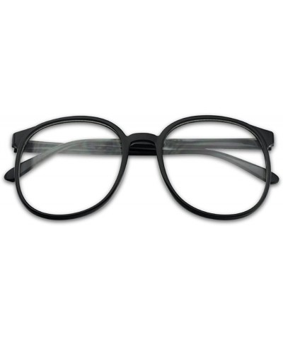 Aviator Over Sized Round Thin Nerdy Fashion Clear Lens Aviator Eyewear Glasses - Black - C112HTMJRLB $23.76