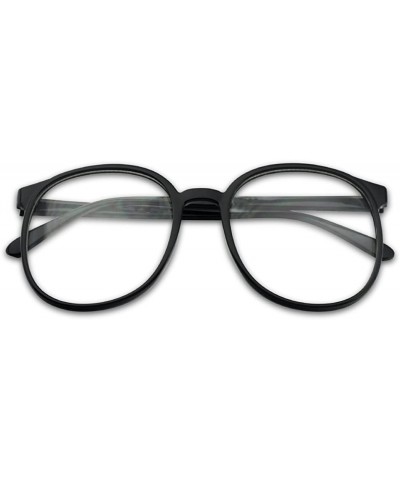 Aviator Over Sized Round Thin Nerdy Fashion Clear Lens Aviator Eyewear Glasses - Black - C112HTMJRLB $15.32