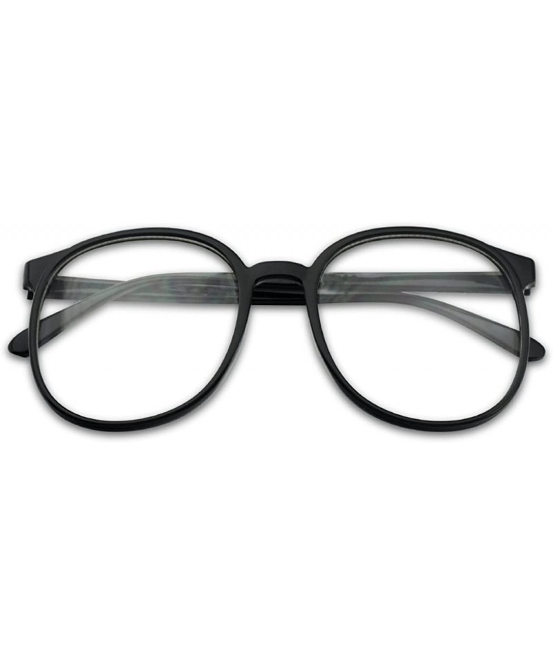 Aviator Over Sized Round Thin Nerdy Fashion Clear Lens Aviator Eyewear Glasses - Black - C112HTMJRLB $15.32