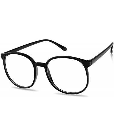 Aviator Over Sized Round Thin Nerdy Fashion Clear Lens Aviator Eyewear Glasses - Black - C112HTMJRLB $15.32