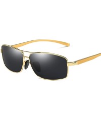 Rectangular Polarized Sunglasses Driving Photosensitive Glasses 100% UV protection - Gold＆black - C618SS8KGAA $20.86