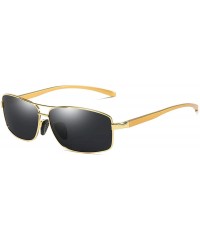 Rectangular Polarized Sunglasses Driving Photosensitive Glasses 100% UV protection - Gold＆black - C618SS8KGAA $20.86