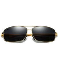 Rectangular Polarized Sunglasses Driving Photosensitive Glasses 100% UV protection - Gold＆black - C618SS8KGAA $20.86