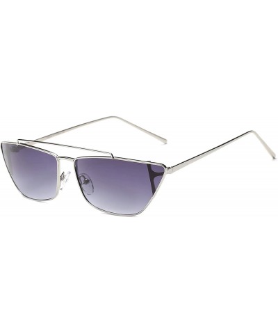 Square Women Metal Retro Square Flat Lens Cat Eye Fashion Sunglasses - Gradient Purple - C318IIESTGK $8.14