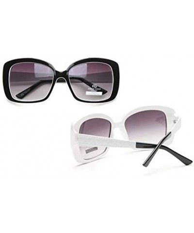 Square Women's Fashion Square-Frame Sunglasses - Black/White - CS18HDDS4Z9 $51.63
