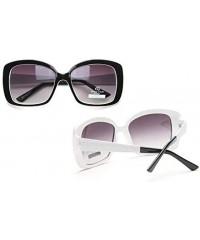 Square Women's Fashion Square-Frame Sunglasses - Black/White - CS18HDDS4Z9 $51.63