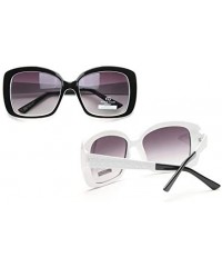 Square Women's Fashion Square-Frame Sunglasses - Black/White - CS18HDDS4Z9 $24.14