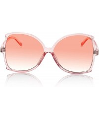 Square Oversized Sunglasses for Women Big Frame Glasses Gradient Colored Lens UV400 - 1 Transparent Pink - CL18KWIOOAT $11.58