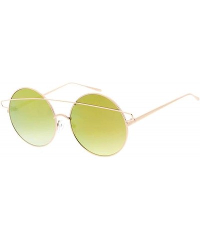 Round Fashion Round Frame Wired Uni-brow Sunglasses - Yellow - CY18ASZOSQX $22.54