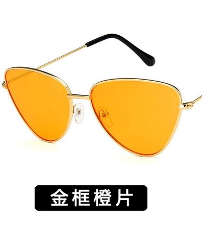 Oval Fashion Ladies Retro Cat Eye Women Sunglasses Tinted Color Lens Metal Big Frame Popular Classic Sun Glasses - 5 - C6198A...