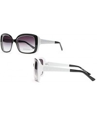 Square Women's Fashion Square-Frame Sunglasses - Black/White - CS18HDDS4Z9 $51.63