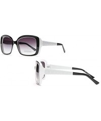 Square Women's Fashion Square-Frame Sunglasses - Black/White - CS18HDDS4Z9 $24.14