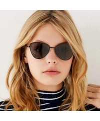 Oval Fashion Ladies Retro Cat Eye Women Sunglasses Tinted Color Lens Metal Big Frame Popular Classic Sun Glasses - 5 - C6198A...