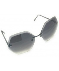 Oversized Sunglasses For Women Oversized Rimless Diamond Cutting Lens Sun Glasses - Gray - CP18GL6N6N2 $12.27