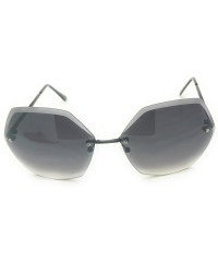 Oversized Sunglasses For Women Oversized Rimless Diamond Cutting Lens Sun Glasses - Gray - CP18GL6N6N2 $12.27