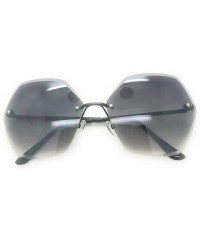 Oversized Sunglasses For Women Oversized Rimless Diamond Cutting Lens Sun Glasses - Gray - CP18GL6N6N2 $12.27