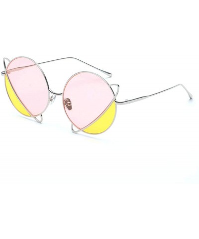 Round 2020 New Vintage Colorful Lens Glasses Fashion Punk Sunglasses Silver Round Eyeglasses with Box UV400 - CL1935KC626 $14.89