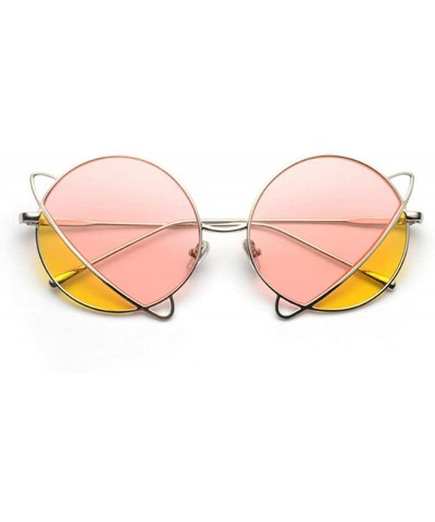 Round 2020 New Vintage Colorful Lens Glasses Fashion Punk Sunglasses Silver Round Eyeglasses with Box UV400 - CL1935KC626 $14.89