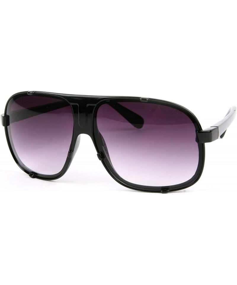 Aviator Unisex Trendy Sporty Aviator Frame Sunglasses P2107 - Black-gradient Smoke Lens - C911EPE24FN $10.80