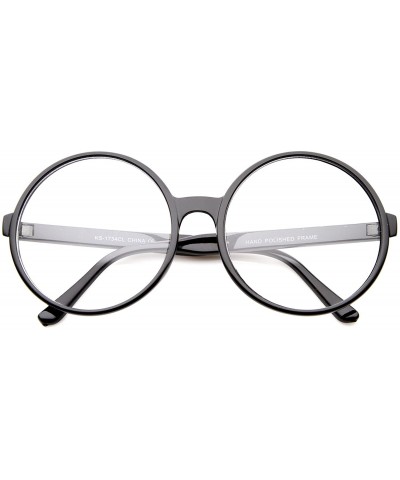 Round Retro Oversize Clear Lens Round Spectacles Eyewear Glasses 60mm - Black / Clear - CN12LZRUJ6X $19.43