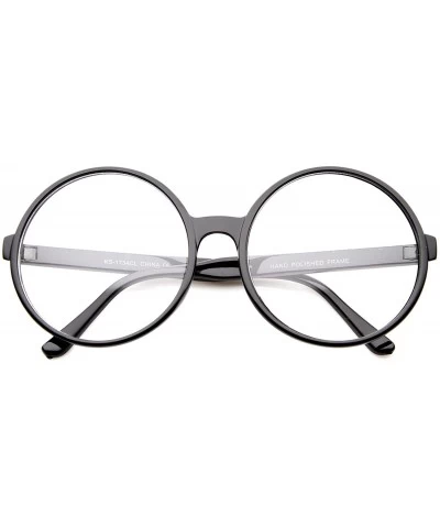 Round Retro Oversize Clear Lens Round Spectacles Eyewear Glasses 60mm - Black / Clear - CN12LZRUJ6X $18.42