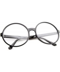 Round Retro Oversize Clear Lens Round Spectacles Eyewear Glasses 60mm - Black / Clear - CN12LZRUJ6X $10.60