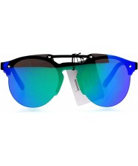 Rimless Color Mirror Flat Panel Retro Rimless Horn Rim Sunglasses - Teal - CV12LXI49ND $12.96