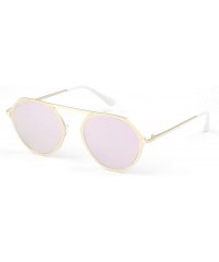 Round Women Retro Circle Round Mirrored UV Protection Fashion Sunglasses - Pink - C918WU882AL $17.11